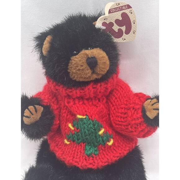 Ty Attic Treasure 8” Ivan Black Teddy Bear Sweater Jointed Plush Stuffed Animal - Picture 2 of 14